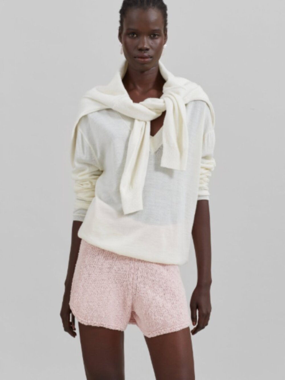 The Frankie Shop Cecilia Knitted Mini Shorts - Pink